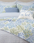 Woodland Green Quilted Cotton Bedspread Coverlet Set for Double Queen King Size Bed