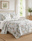 English Garden Bloom Quilted Cotton Bedsrpead Coverlet Set