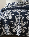 Damask Navy Coverlet Set