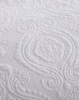 Embroidered Damask White Coverlet Set