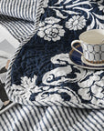 Damask Navy Coverlet Set