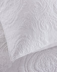 Damask White Coverlet Set