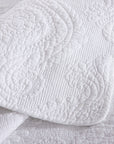 Embroidered Damask White Coverlet Set