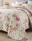 Chic Quilted Bedspread Coverlet Set Summer Flowers