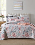 Chic Quilted Bedspread Coverlet Set Spring Flowers