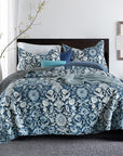 100% Cotton Quilted Coverlet Bedspread featuring intricate floral pattern
