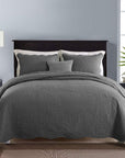 3 Pieces Chic Embossed Coverlet Bedspread Set – Charcoal