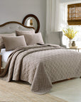 100% cotton brown Patchwork Coverlet Bedspread with contemporary design