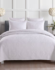 Damask White Coverlet Set