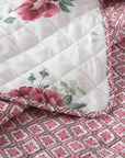 Chic Quilted Bedspread Coverlet Set Red Flower