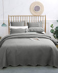 3 Pieces Chic Embossed Coverlet Bedspread Set – Grey