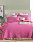 100% Cotton Hot Pink Patchwork Coverlet Bedspread with floral design
