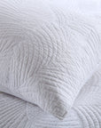 Embroidered Palm Leaves White Coverlet Set