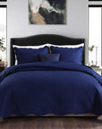 3 Pieces Chic Embossed Coverlet Bedspread Set – Navy