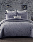 100% Cotton Grey Patchwork Coverlet Bedspread with contemporary design