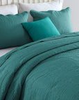 3 Pieces Chic Embossed Coverlet Bedspread Set – Teal