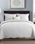 3 Pieces Chic Embossed Coverlet Bedspread Set – White