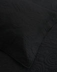Embroidered Damask Black Coverlet Set