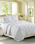 100% Cotton White Patchwork Coverlet Bedspread with contemporary design