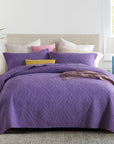 100% Cotton Purple Patchwork Coverlet Bedspread with floral design