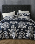 Premium Microfibre Blue Patchwork Coverlet Bedspread with vintage design