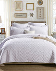 100% cotton white Patchwork Coverlet Bedspread with contemporary design