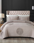 100% cotton brown Patchwork Coverlet Bedspread with contemporary design