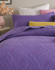 Flora Purple Quilted Cotton Bedspread Coverlet Set