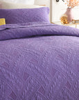 Flora Purple Quilted Cotton Bedspread Coverlet Set