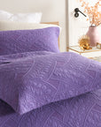 Flora Purple Quilted Cotton Bedspread Coverlet Set