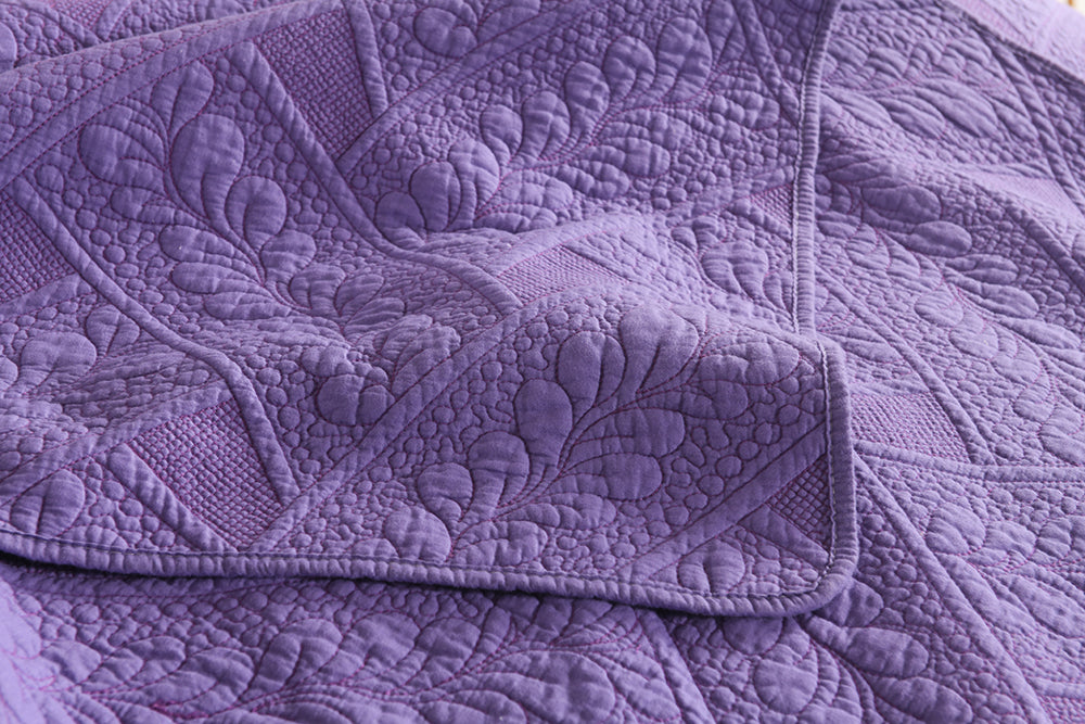 Flora Purple Quilted Cotton Bedspread Coverlet Set