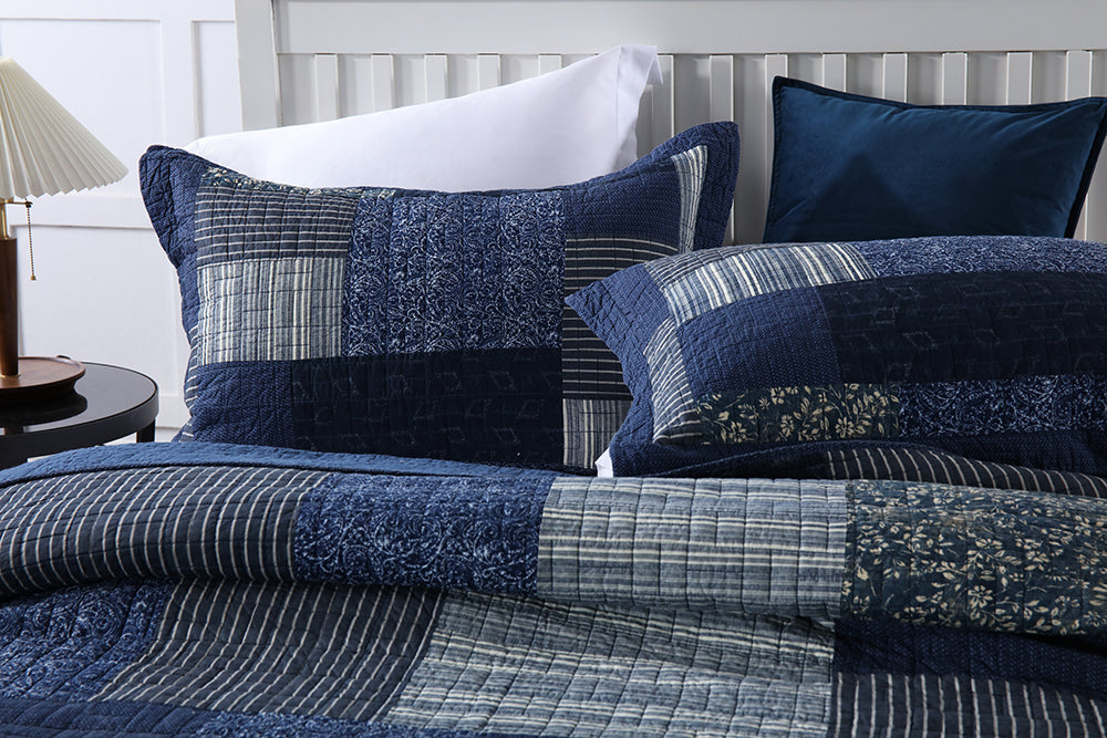 Famuller Cotton Patchwork Quilt Bedspread Coverlet Set