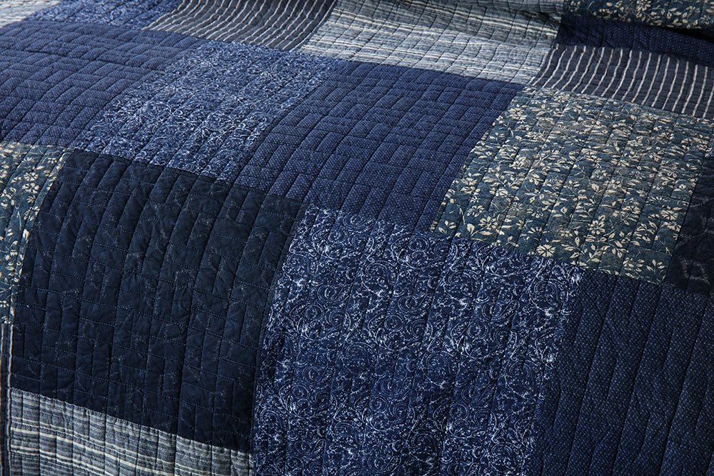 Famuller Cotton Patchwork Quilt Bedspread Coverlet Set