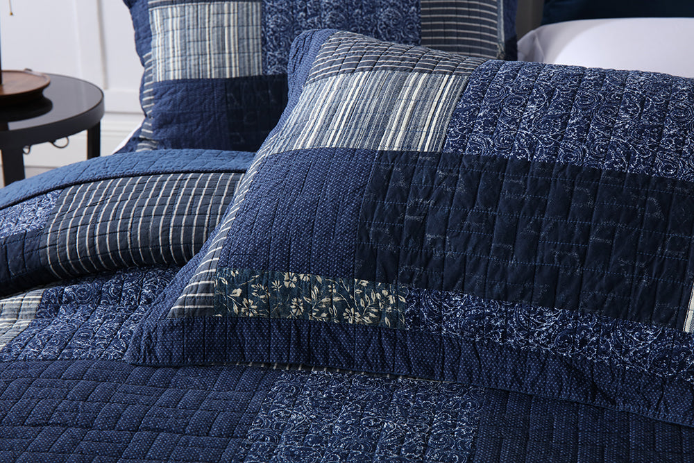 Famuller Cotton Patchwork Quilt Bedspread Coverlet Set