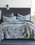 Azure Paisley Quilted Cotton Bedsrpead Coverlet Set