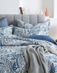 Azure Paisley Quilted Cotton Bedsrpead Coverlet Set