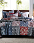 Virgo Vintage Cotton Patchwork Quilt Bedspread Coverlet Set