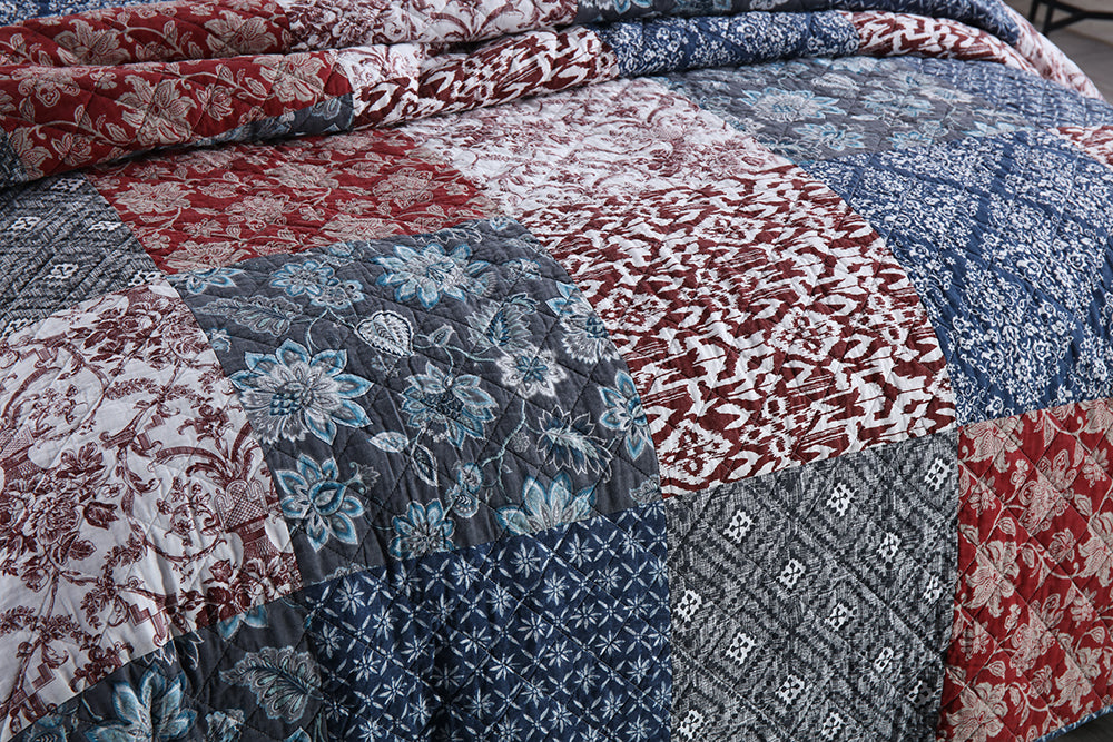 Virgo Vintage Cotton Patchwork Quilt Bedspread Coverlet Set