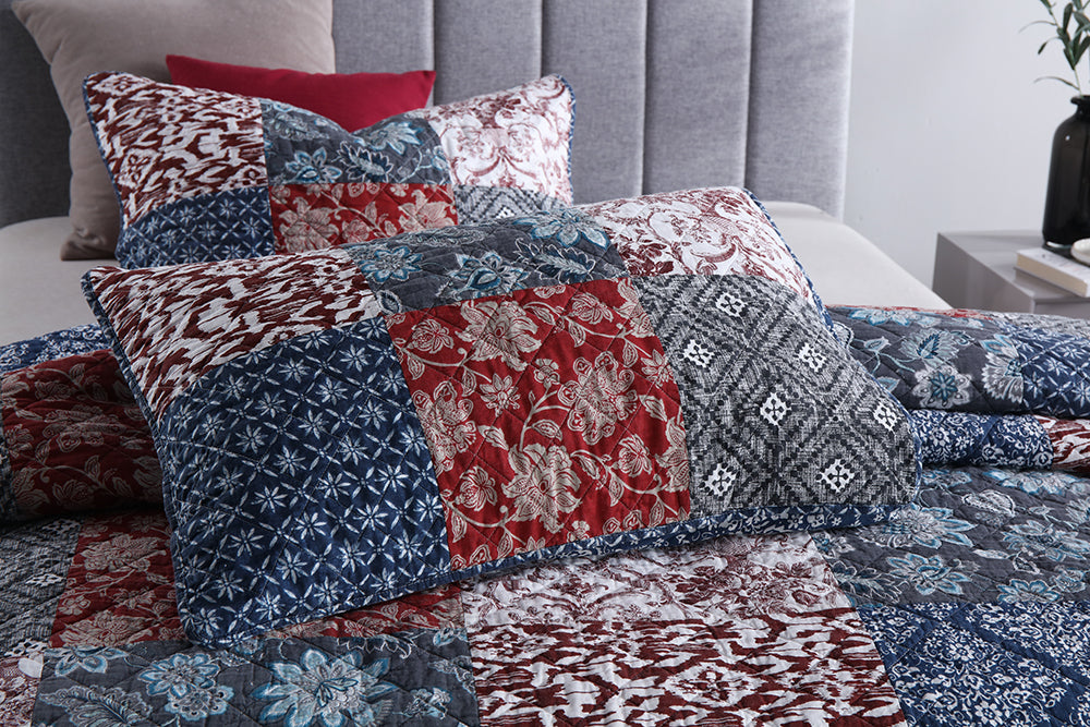 Virgo Vintage Cotton Patchwork Quilt Bedspread Coverlet Set