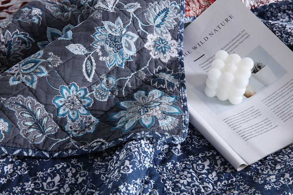 Virgo Vintage Cotton Patchwork Quilt Bedspread Coverlet Set
