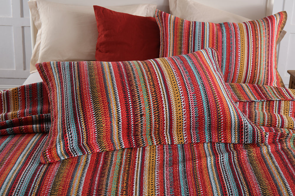 Bright Stripes Cotton Bedspread Coverlet Set