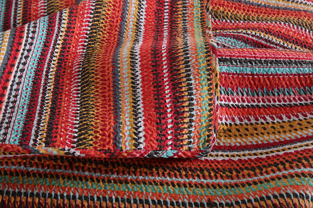 Bright Stripes Cotton Bedspread Coverlet Set