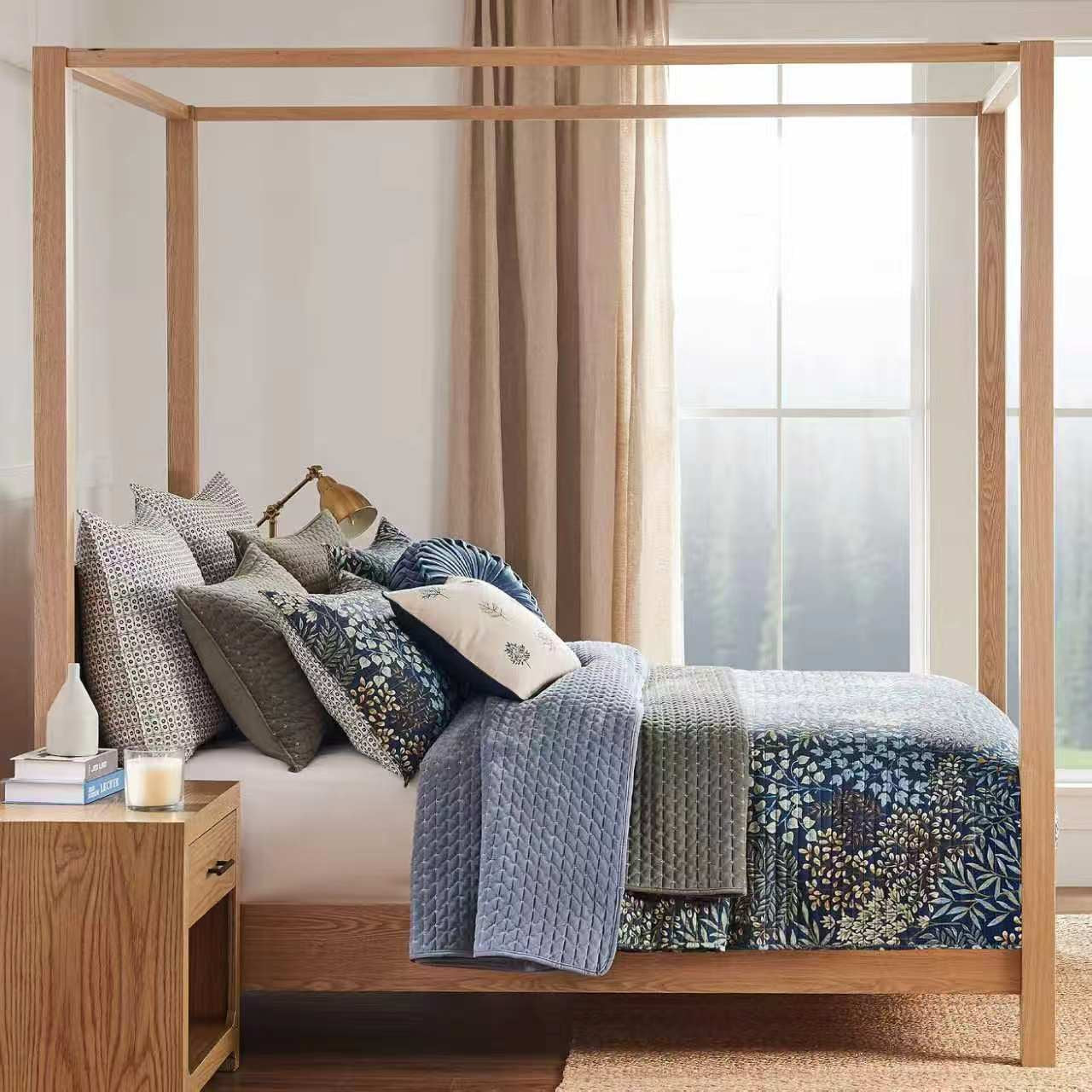 Quilted 100% Cotton Bedspread Coverlet Set King Size Bed 233x269cm Morris Forest
