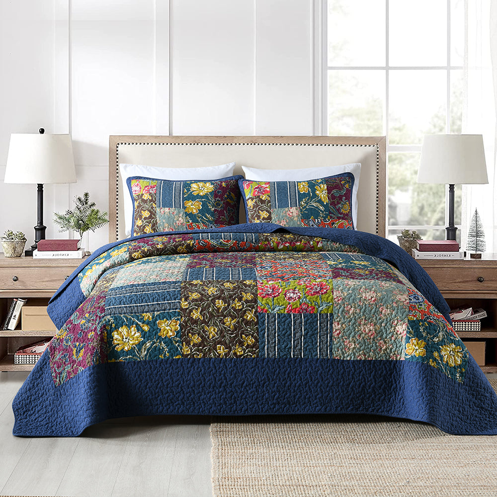 Renata Cotton Patchwork Quilt Bedspread Coverlet Set
