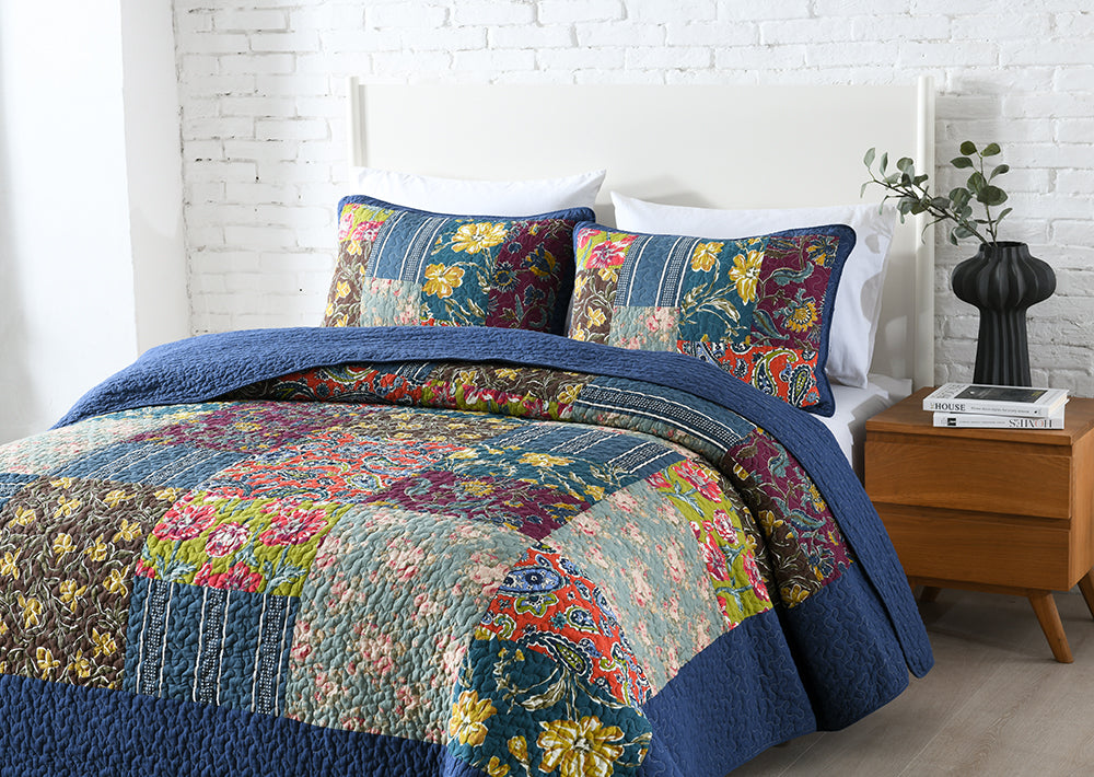 Renata Cotton Patchwork Quilt Bedspread Coverlet Set