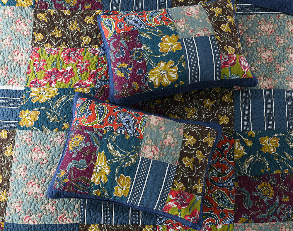 Renata Cotton Patchwork Quilt Bedspread Coverlet Set
