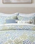 Woodland Green Quilted Cotton Bedspread Coverlet Set for Double Queen King Size Bed
