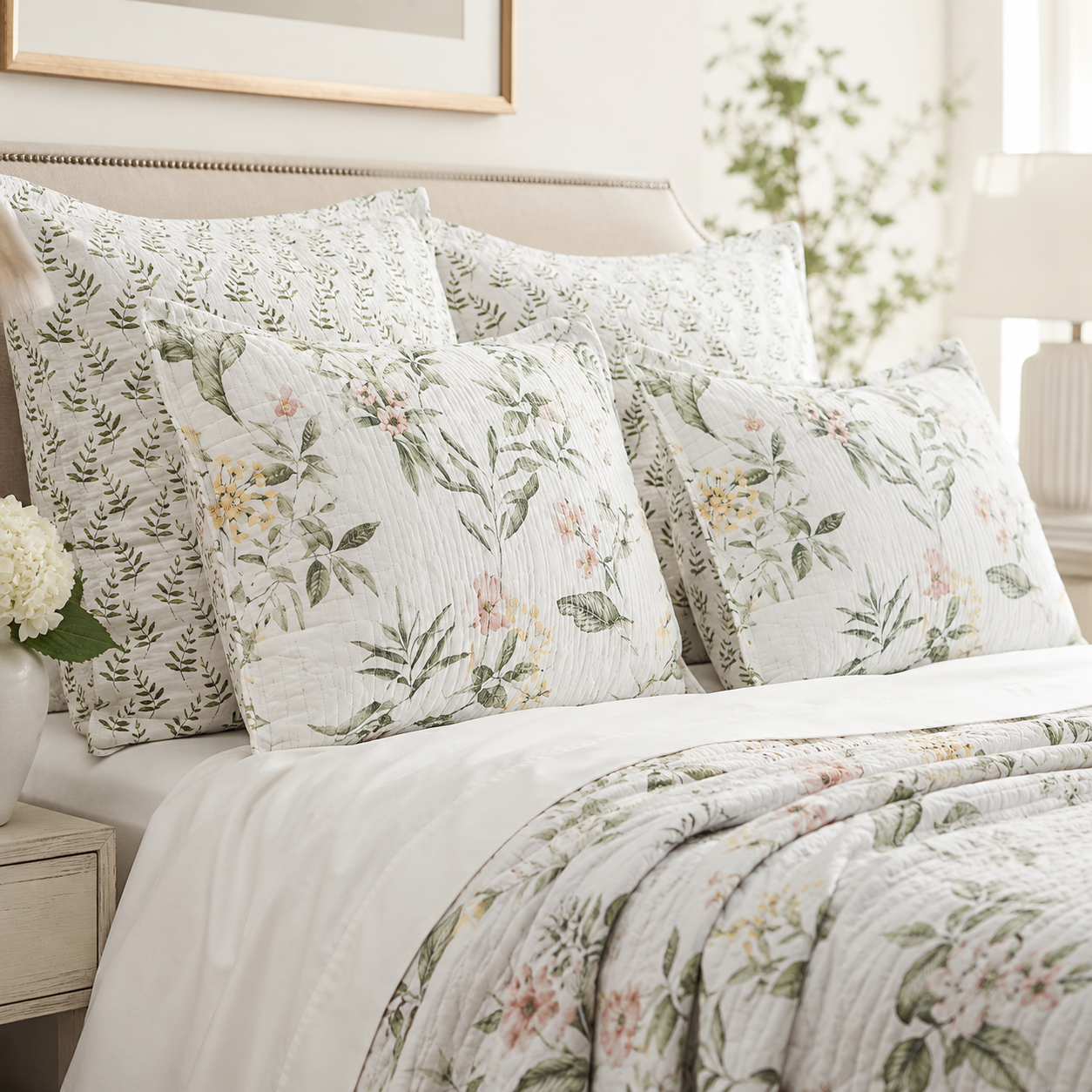 English Garden Bloom Quilted Cotton Bedsrpead Coverlet Set