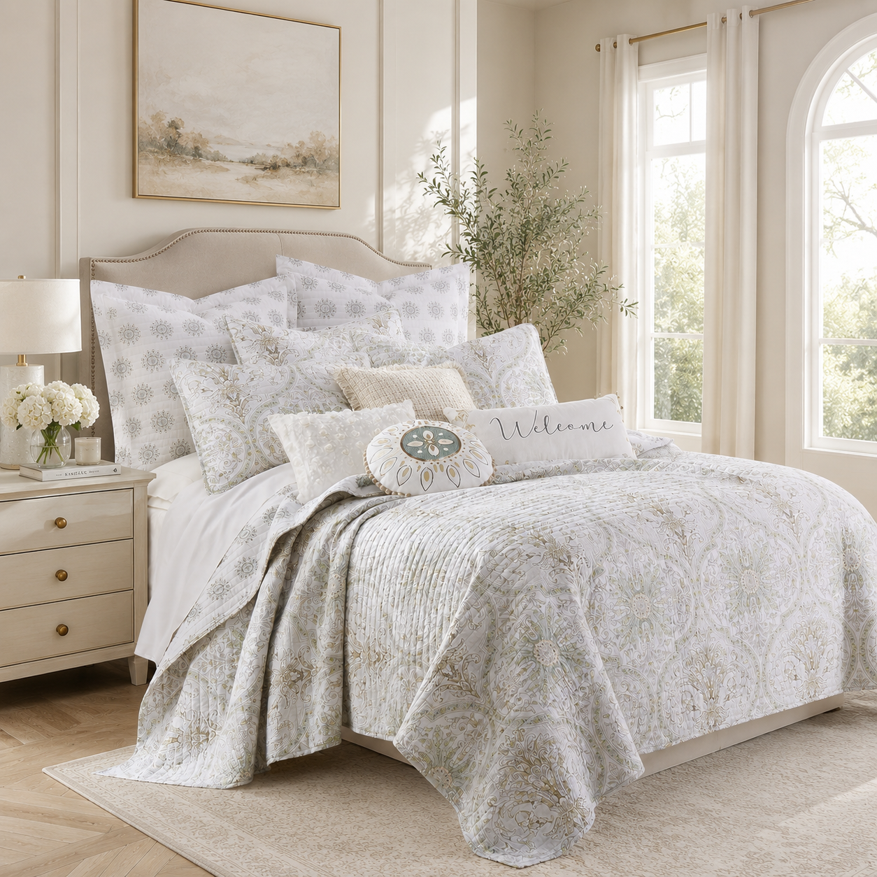 Ethereal Paisley Quilted Cotton Bedsrpead Coverlet Set