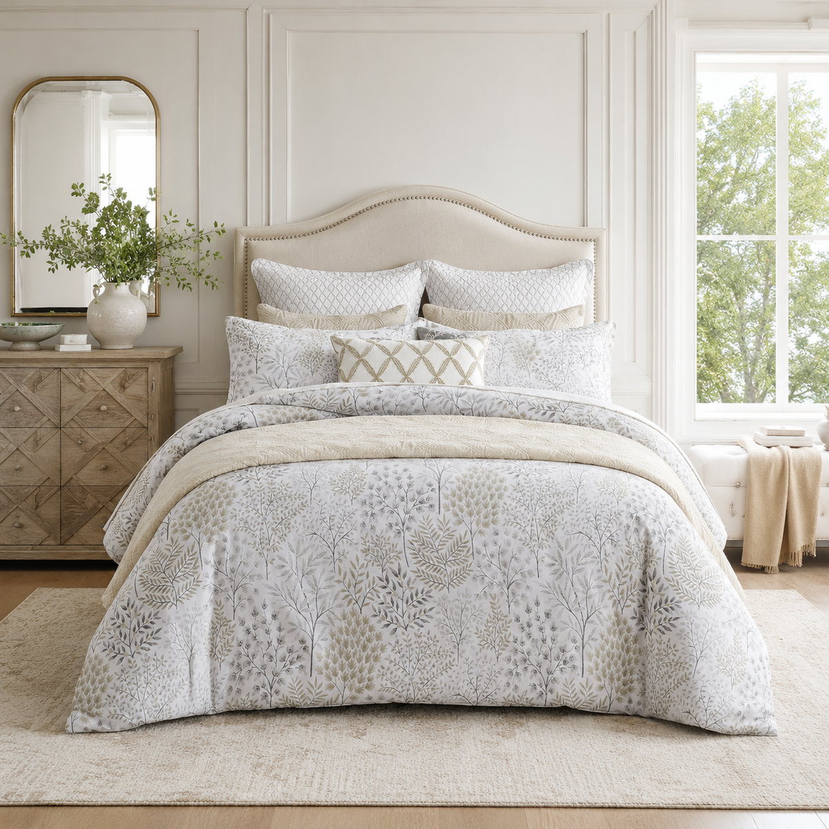 Serene Woodland Quilted Cotton Bedsrpead Coverlet Set